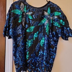 Vintage Sequin Shirt L